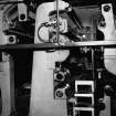 Copy of photograph of paper making machine (no.6), Smoothing and Damping Rolls in a vertical stack are installed before the last section of drying cylinders. Each pair of rolls is separately driven through enclosed gearing at the back of the machine, from the JB&S Machine 161 catalogue, James Bertram and Son Ltd, Leith Walk, Edinburgh, circa 1953. The catalogue describes and illustrates some of the features of the No 161 machine 'recently installed at the well known Mill of Guard Bridge Paper Co Ltd, Fife , Scotland designed with the co-operation of the Mill Staff especially for the economical production of the highest quality papers...'