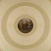 Interior. Ground floor, library, detail of ceiling roundel