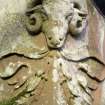 Detail of ram's head decorative carving on the Monument to the Ettrick Shepherd