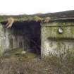 Detail of gun pit showing vertical shft to magazine entrance and iron rings to assist with block and tackle positioning of parts of the gun including the barrel during servicing.