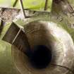 Detail of vertical access shaft with ladder from the gun pit to magazines, Inchkeith.