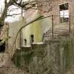 View of steps leading to later 20th century gun emplacement from Victorian Fort courtyard from SW.