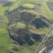 General oblique aerial view of the remains of the fort and landslips, taken from the NNW.