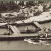 Oblique aerial view of Dunoon pier from East with the steamer Eagle III.