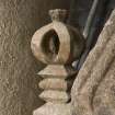 Detail of finial on left side of pediment (W51) on S elevation