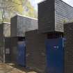 Detailed view of the northwest turnstile buildings at Meadowbank Stadium.