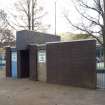 View of the southwest turnstiles at Meadowbank Staidum from the north.