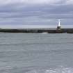 View of N pier lighthouse and S breakwater lighthouse from W