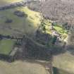 Oblique aerial view centred on the walled garden with the country house adjacent, taken from the ENE.