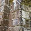 Detail of bridge abutment at joint with arch showing glazed bricks.