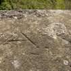 Detail of possible mason's mark 'A R' on bridge parapet, Tynehead railway station