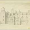 Sketched view of South front  
Insc: 'Front view of Warrender House. Drawn from nature by Alexr Archer, March 1840'