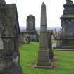 View of cemetery including obelisk in memory of Eliza Jane Aikman.