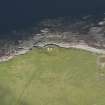 Oblique aerial view centred on the Knap of Howar neolithic settlement, taken from the ESE.