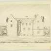 Pencil drawing insc. 'Fifeshire, Front view of Pitcullo House, Drawn by Alexr Archer, 5th Septr 1838'