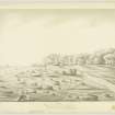 General view from North. Insc: 'Wemyss Castle, with east Wemyss pier. Sketched from nature by Alexander Archer. 19th September 1838'.