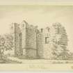 General view. Insc: 'Old Wemyss Castle, Fifeshire. Sketched from nature by Alexander Archer. 19th September 1838'.