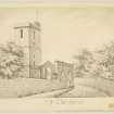 Sketched view from North East. 
Insc: 'Old Church, at Dysart, Drawn from nature by Alexander Archer, 17 Sept. 1838'.