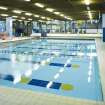 Interior view of the Royal Commonwealth Pool, Edinburgh. View looking E across the teaching pool.