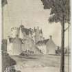 Aberdeenshire, Midmar Castle.
Presentation perspective view of castle.
Insc: 'Leslie Grahame-Thomson & Connell, A.R.S.A. F/A.R.I.B.A., 6 Ainslie Place, Edinburgh 3.'