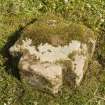 Detail of stone (possibly door stop) sited outside W entrance to abbey