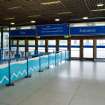 Interior view of Royal Commonwealth Pool, Edinburgh. View of entrance concourse centred on Entrance/Exit doors.
