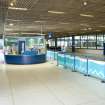 Interior view of Royal Commonwealth Pool, Edinburgh. View of entrance concourse, looking towards reception desk.