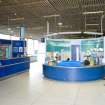 Interior view of Royal Commonwealth Pool, Edinburgh. View of reception desk and admissions area.