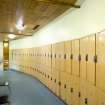 Interior view of Royal Commonwealth Pool, Edinburgh. View of changing area and lockers in later Sauna extension.