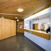 Interior view of Royal Commonwealth Pool, Edinburgh. View of reception area within later Sauna extension.