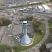 Oblique aerial view of Edinburgh Airport control tower, taken from the W.