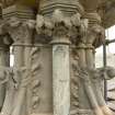 Detail of marble shaft and buttress heads on central column of Stewart Memorial Fountain, Kelvingrove Park, Glasgow