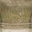 Detail of decorative carving on underside of central water basin, Stewart Memorial Fountain, Kelvingrove Park, Glasgow