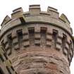 NE corner round tower. Detail