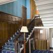 Interior view of entrance hall and staircase at Annick Lodge, Irvine.