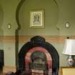 Neilshill House. Ground floor, dining room, view of fireplace