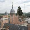 View of turrets from scaffold at roof level