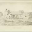 View from SE.
Titled: 'Stobo Church, Stobo Parish, 7 miles from Peebles.'  'Drawn from nature by A. Archer.  June 1836.'