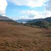 View from NW towards Loch Maree. A hut-circle on a well drained west facing slope is represented by a patch of bracken to the middle right of the photograph.
