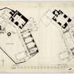 Skye, Dunvegan Castle. Publication drawing; plans of basement and first floor.