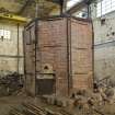 Interior.  Detail of the remains of a brick furnace in the main hall of the sulphuric acid pot concentration plant.