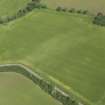 Oblique aerial view of the cropmarks of the enclosure, pits and pit alignment, taken from the S.