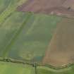 Oblique aerial view of the cropmarks of the settlement and possible field boundary, taken from the WSW.