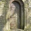 Detail of main doorway to Cruggleton Old Parish Church, at W end of S elevation.
