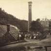 View of staff outside the Roslin Glen gunpowder mills c1863. 
