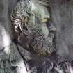 Detail of portrait sculpture on monument in memory of Samuel Bough (died 1878). Located at Dean Cememtery.