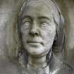 Detail of portrait sculpture on monument in memory of Isabella Lady Moncreiff. Located at Dean Cemetery.