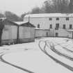 View of lower mill yard in a snowstorm.