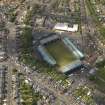 Oblique aerial view of Rugby Park Football stadium, Kilmarnock, taken from the ENE.