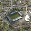 Oblique aerial view of Rugby Park Football stadium, Kilmarnock, taken from the NNW.